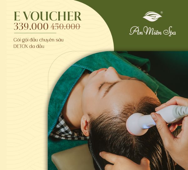 Phiếu gội đầu chuyên sâu Detox da đầu giá 450K giảm còn 339K tại An Miên Spa
